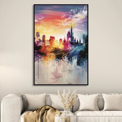Orlando Skyline at Sunset Sitting Room - Black Canvas Wall Art