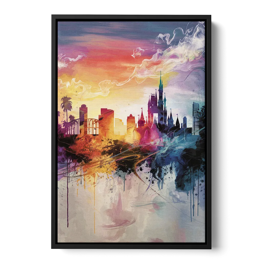 Orlando Skyline at Sunset Front - Black Canvas Wall Art