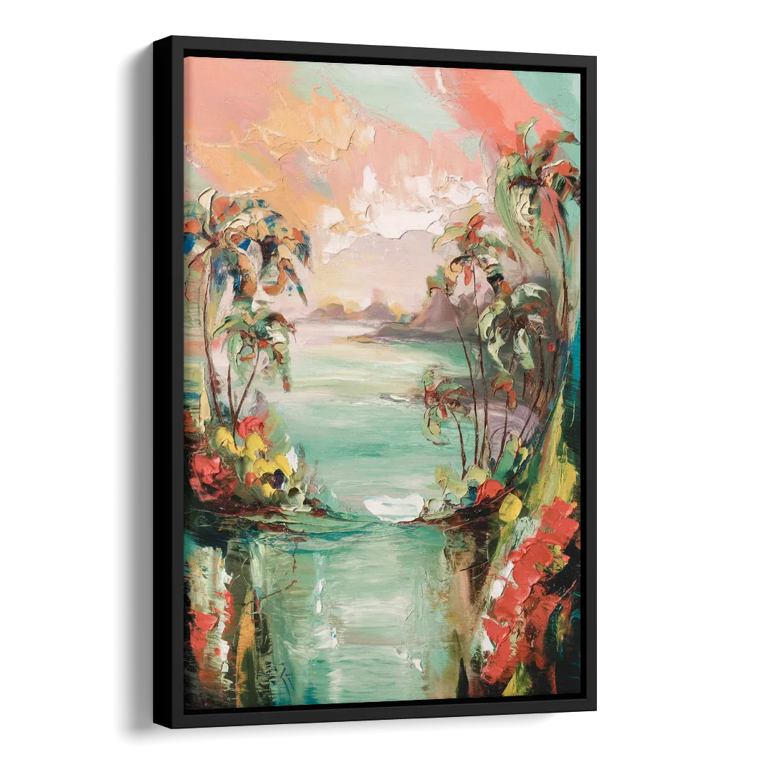 Orlando Tropical Landscape Side - Black Canvas Wall Art