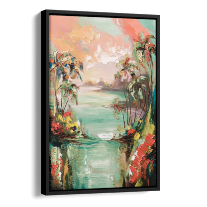 Orlando Tropical Landscape Side - Black Canvas Wall Art