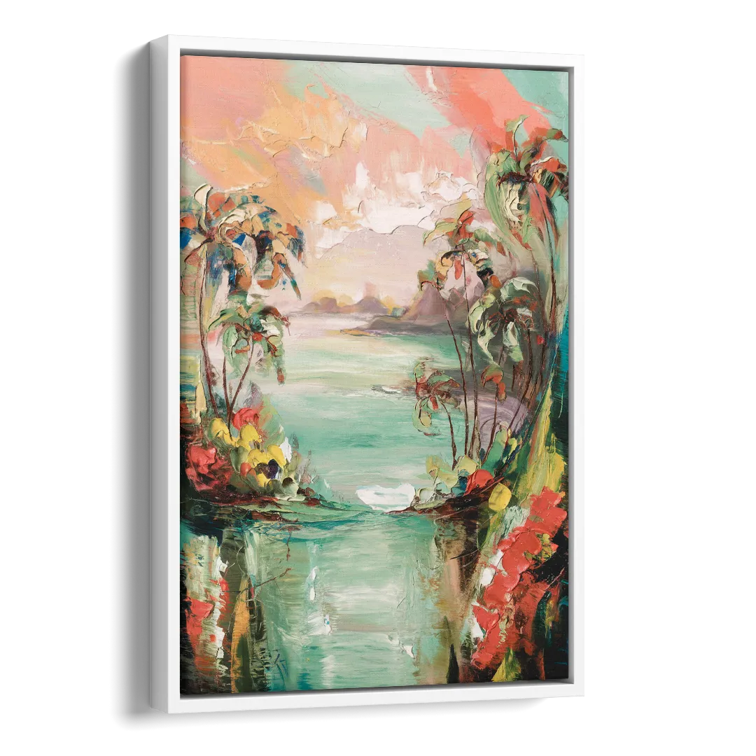 Orlando Tropical Landscape Side - White Canvas Wall Art