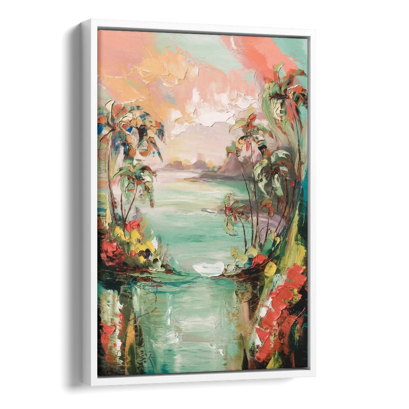 Orlando Tropical Landscape Side - White Canvas Wall Art