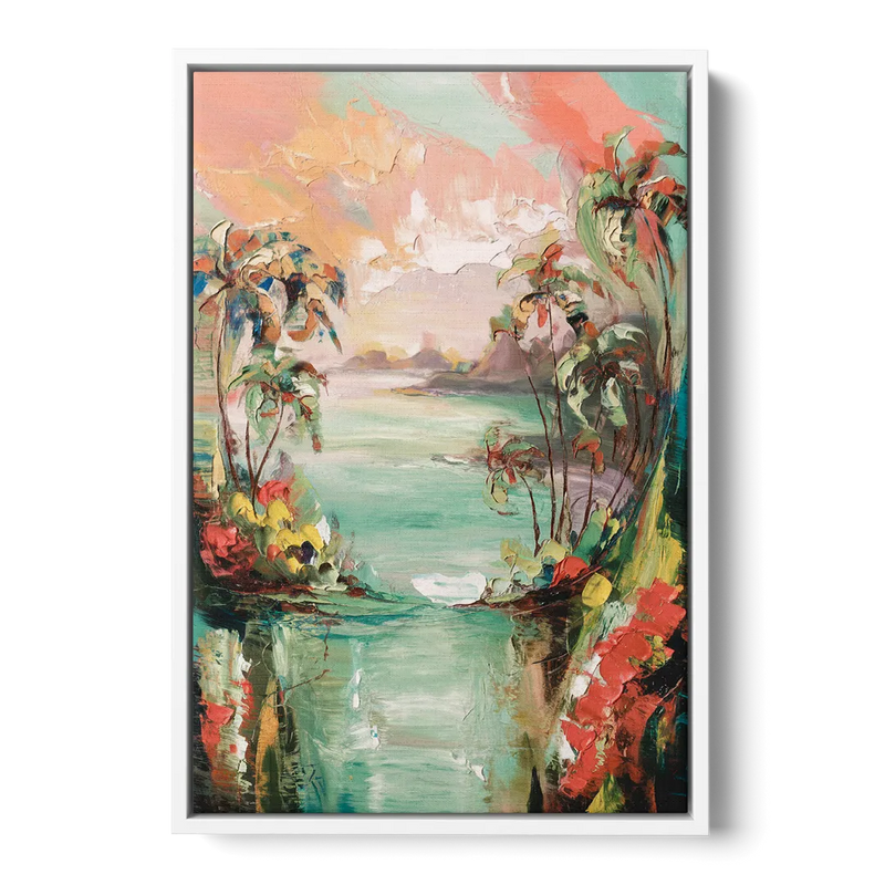 Orlando Tropical Landscape Front - White Canvas Wall Art
