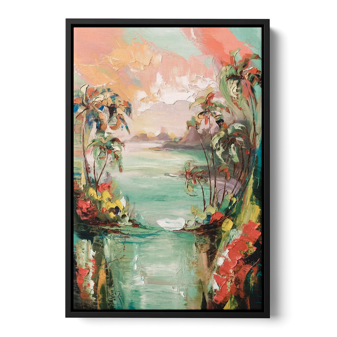 Orlando Tropical Landscape Front - Black Canvas Wall Art