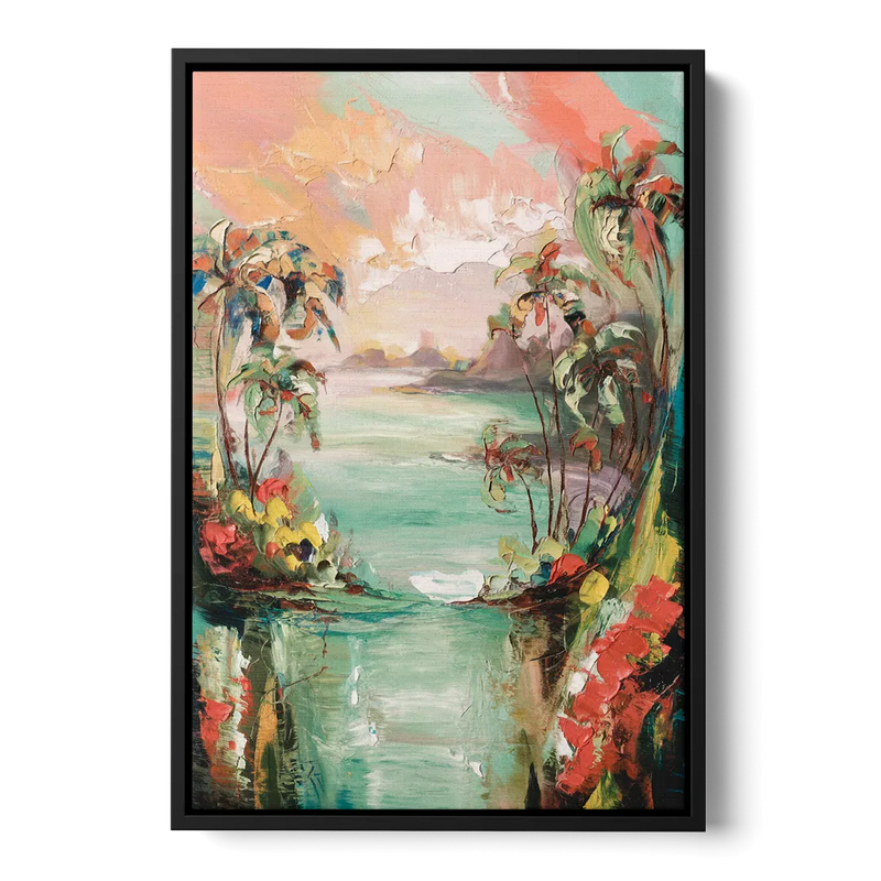 Orlando Tropical Landscape Front - Black Canvas Wall Art