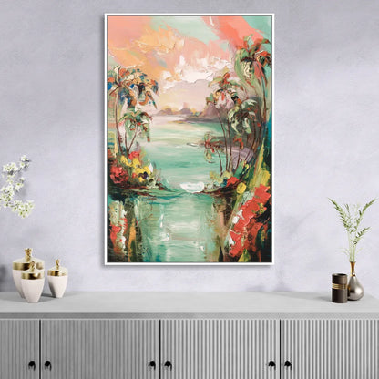 Orlando Tropical Landscape Living Room - White Canvas Wall Art
