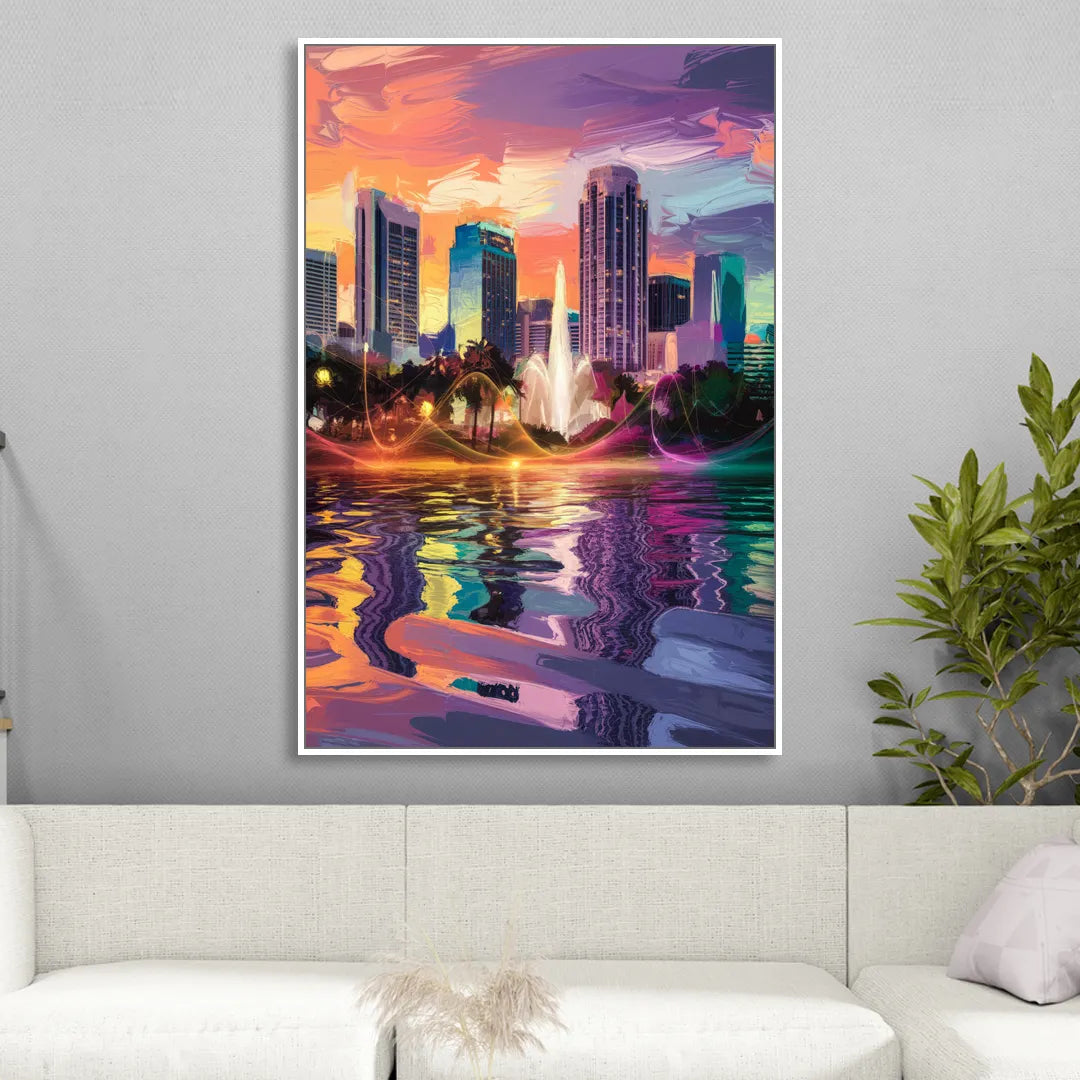 Orlando Vibrant Street Art Sitting Room - White Canvas Wall Art
