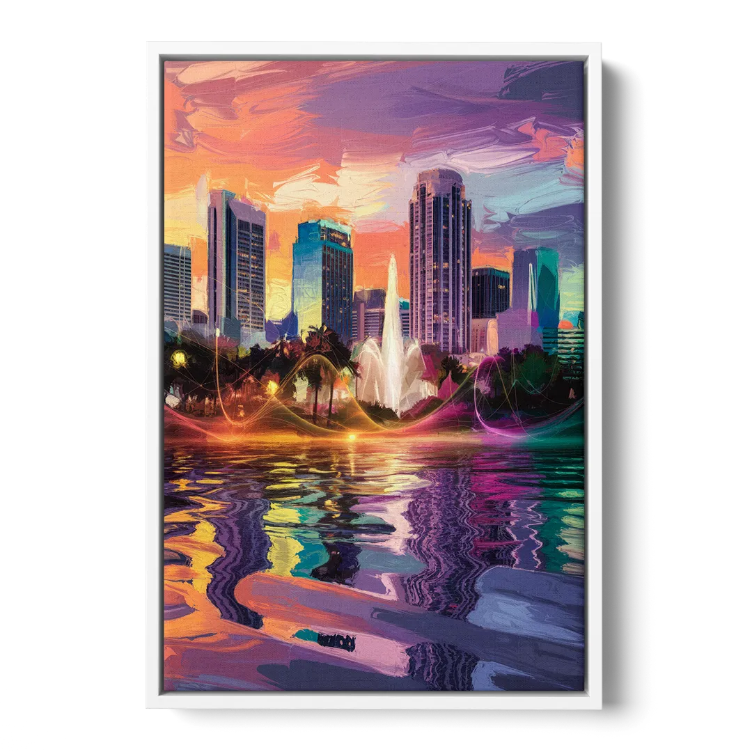 Orlando Vibrant Street Art Front - White Canvas Wall Art