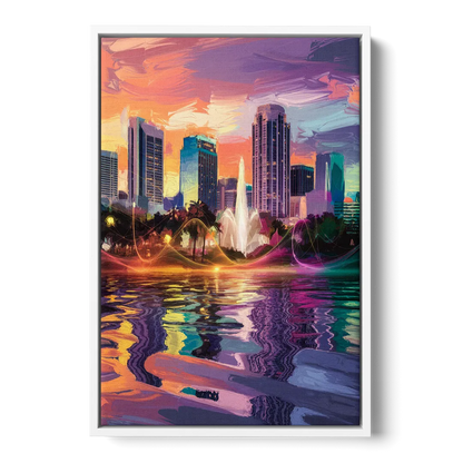 Orlando Vibrant Street Art Front - White Canvas Wall Art