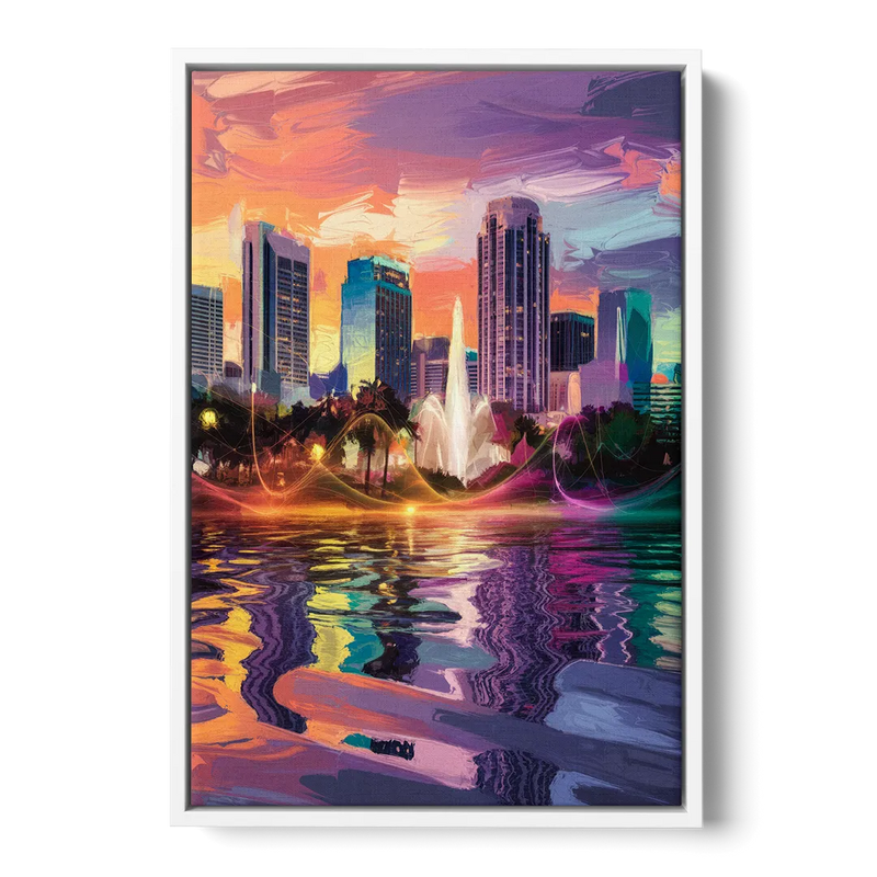 Orlando Vibrant Street Art Front - White Canvas Wall Art