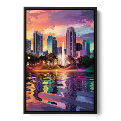 Orlando Vibrant Street Art Front - Black Canvas Wall Art