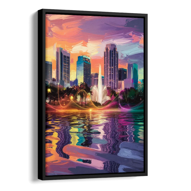 Orlando Vibrant Street Art Side - Black Canvas Wall Art