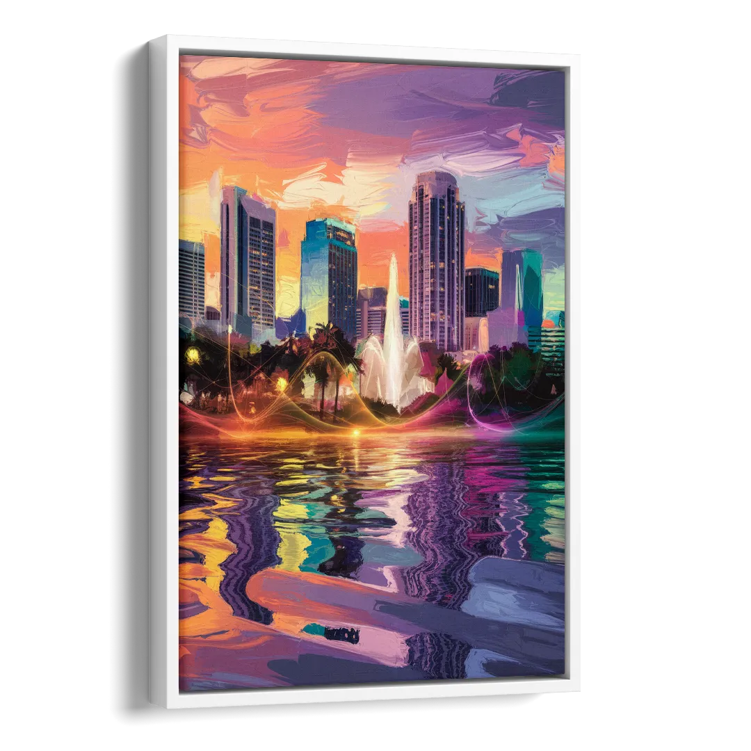 Orlando Vibrant Street Art Side - White Canvas Wall Art