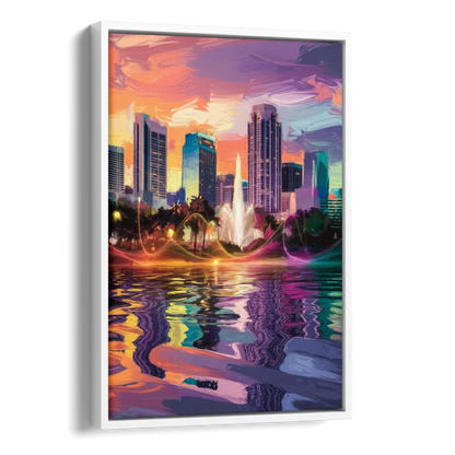 Orlando Vibrant Street Art Side - White Canvas Wall Art