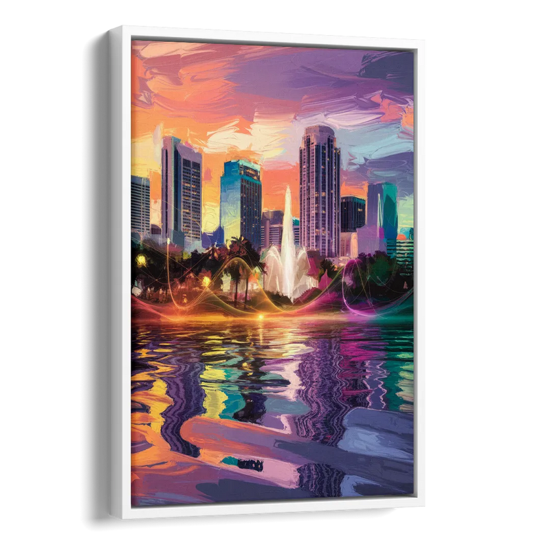 Orlando Vibrant Street Art Side - White Canvas Wall Art