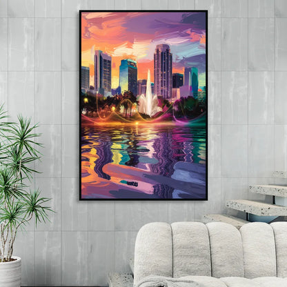 Orlando Vibrant Street Art Sitting Room - Black Canvas Wall Art