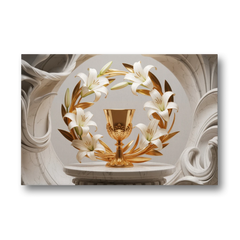 Ornate Chalice in White and Gold - Canvas Wall Art - Front