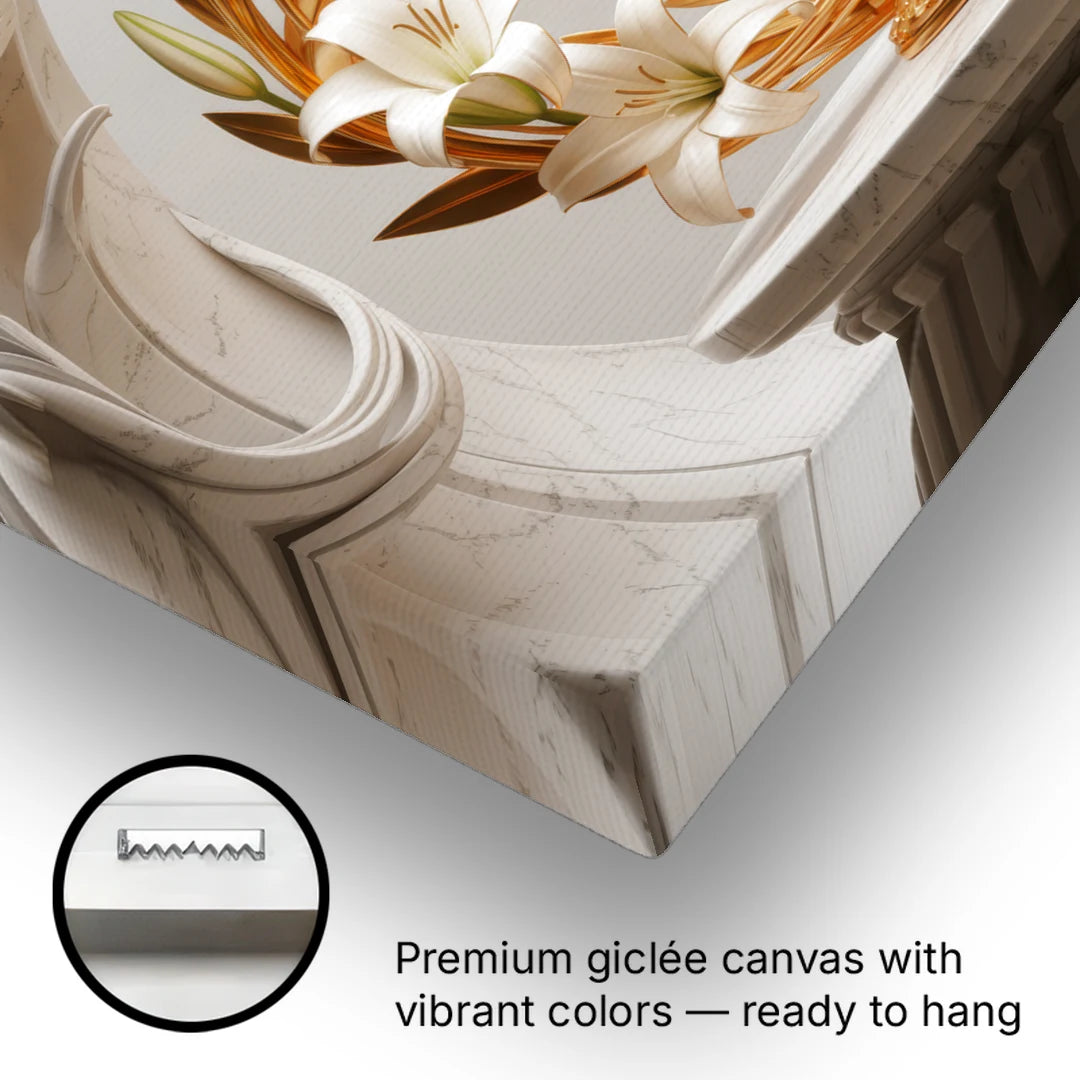 Ornate Chalice in White and Gold - Canvas Wall Art - Gallery Wrap Corner
