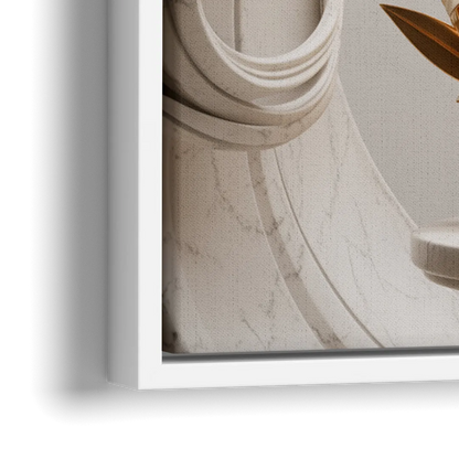 Ornate Chalice in White and Gold - Close-Up White Frame Canvas