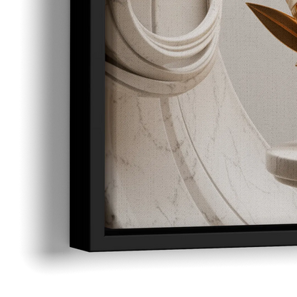 Ornate Chalice in White and Gold - Close-Up Black Frame Canvas