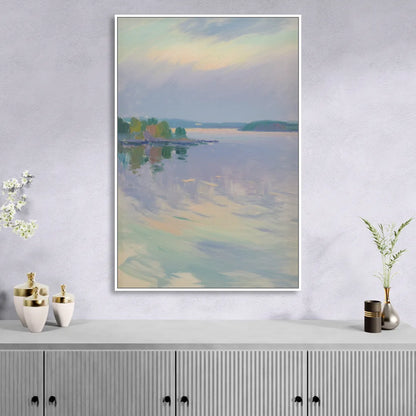 Oslo Fjord Serenity Living Room - White Canvas Wall Art