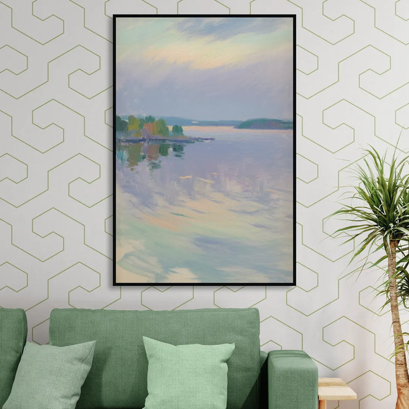 Oslo Fjord Serenity Sitting Room - Black Canvas Wall Art