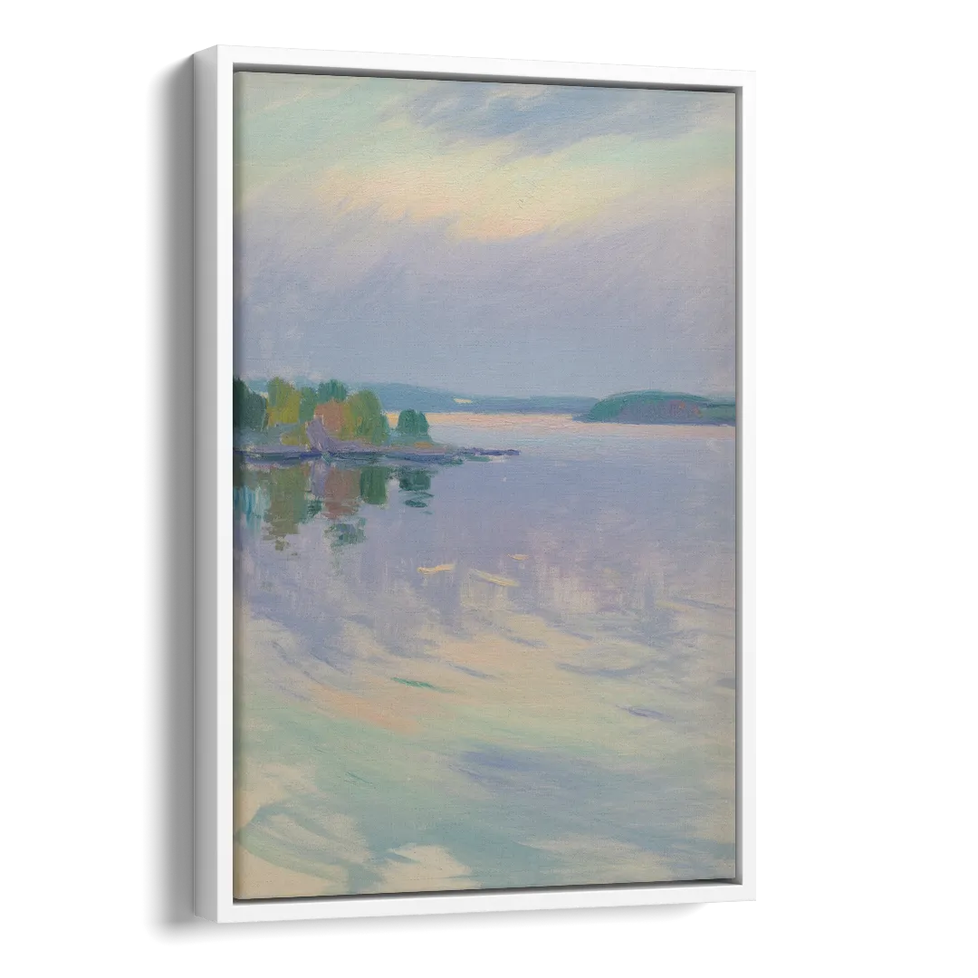 Oslo Fjord Serenity Side - White Canvas Wall Art