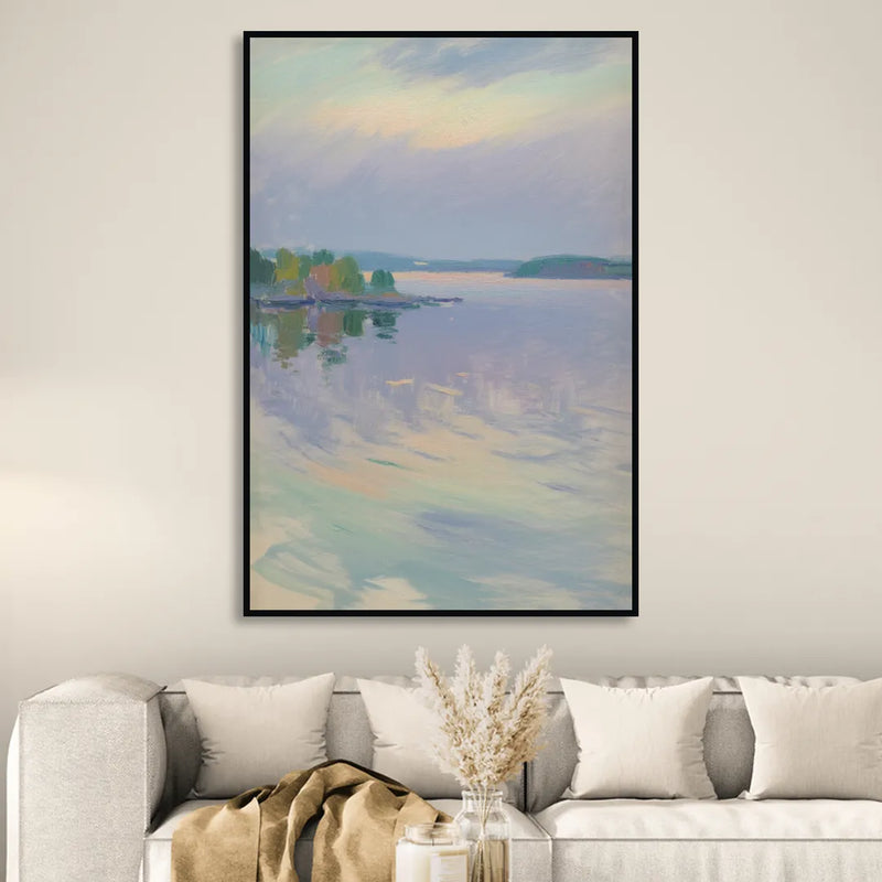 Oslo Fjord Serenity Living Room - Black Canvas Wall Art