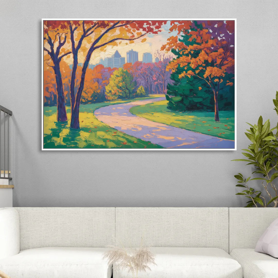 Ottawa Autumn Foliage Sitting Room - White Canvas Wall Art