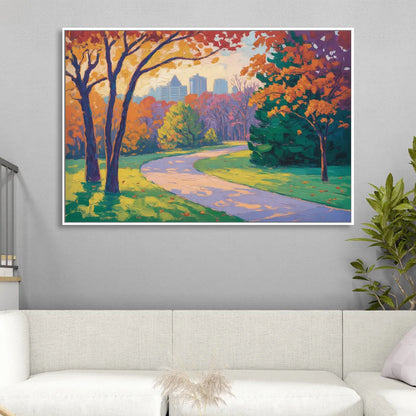 Ottawa Autumn Foliage Sitting Room - White Canvas Wall Art