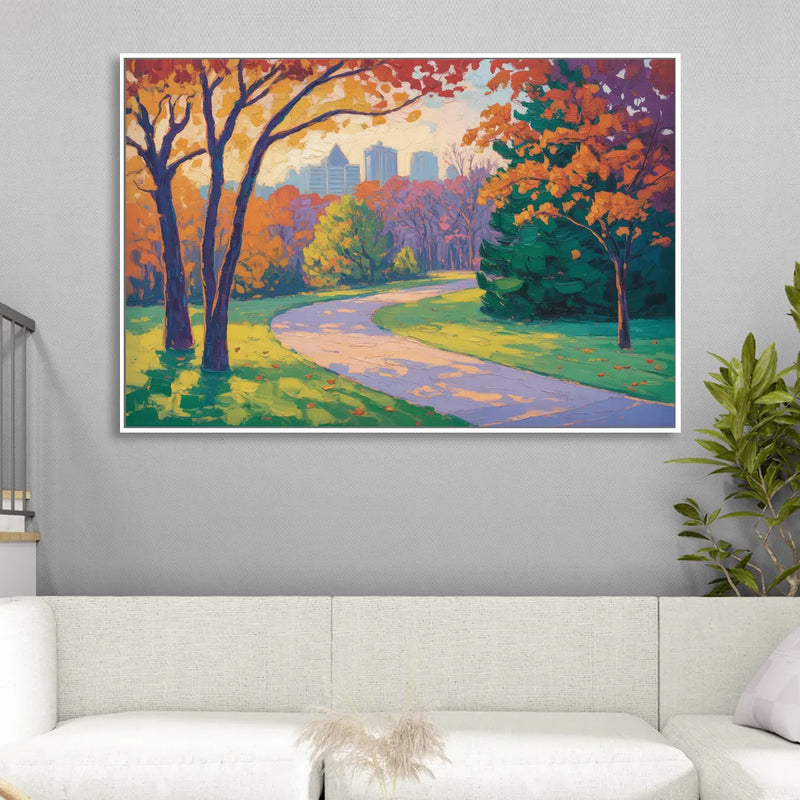 Ottawa Autumn Foliage Sitting Room - White Canvas Wall Art