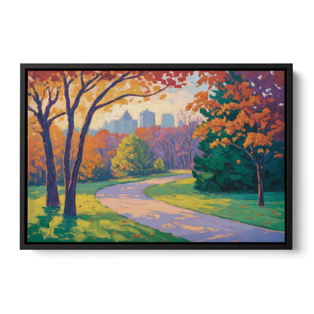 Ottawa Autumn Foliage Front - Black Canvas Wall Art