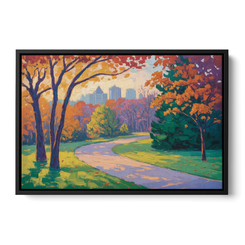 Ottawa Autumn Foliage Front - Black Canvas Wall Art