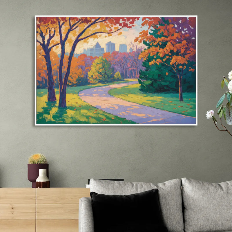 Ottawa Autumn Foliage Living Room - White Canvas Wall Art