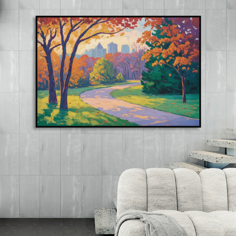 Ottawa Autumn Foliage Sitting Room - Black Canvas Wall Art