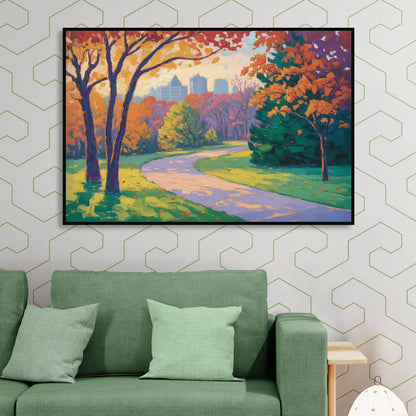 Ottawa Autumn Foliage Living Room - Black Canvas Wall Art