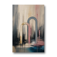 Overlapping Ivory and Slate Arches - Canvas Wall Art - Front