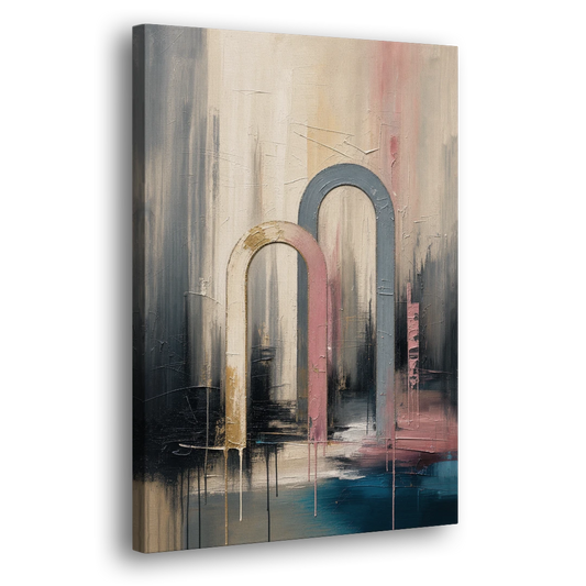 Overlapping Ivory and Slate Arches - Canvas Wall Art - Side