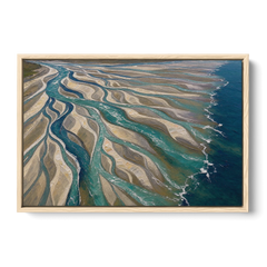Oversized Canvas Wall Art of a Braided River Delta - Oak Framed Canvas Wall Art - Front