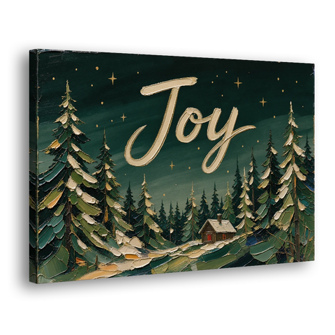 Oversized Christmas Canvas of Joy Over Snowy Pines - Canvas Wall Art - Side
