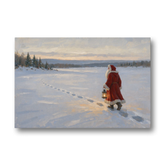 Oversized Christmas Wall Art of Santa's Lantern Walk - Canvas Wall Art - Front