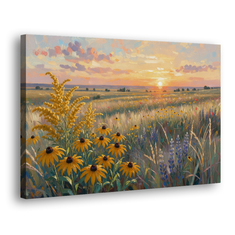 Oversized Landscape Wall Art with Goldenrod at Sunset - Canvas Wall Art - Side