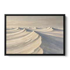 Oversized Neutral Wall Art of Curling Snow Drifts - Black Framed Canvas Wall Art - Front