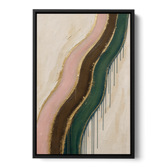 Oversized Textured Gilded Ribbon Drift - Black Framed Canvas Wall Art - Front