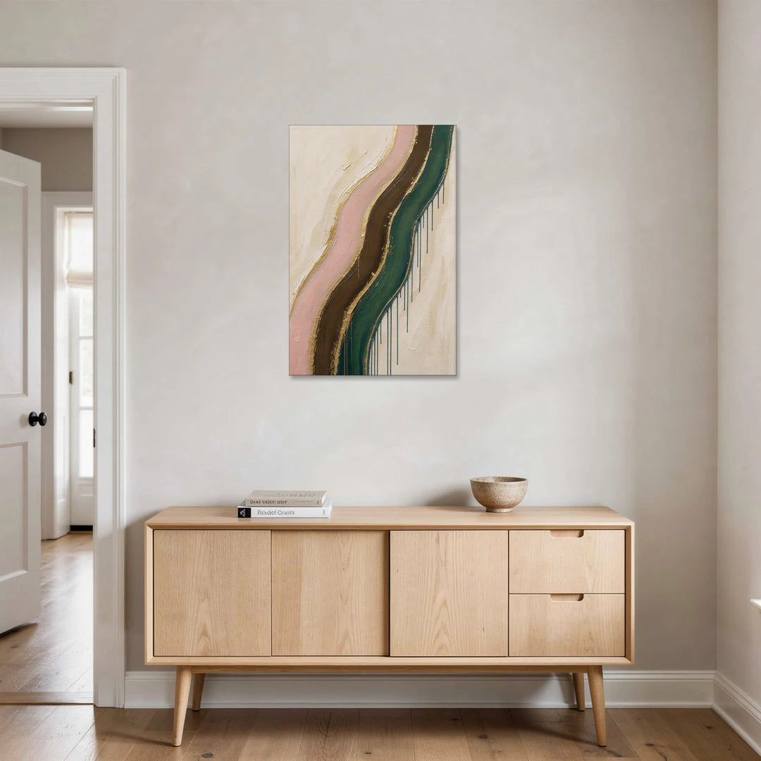 Oversized Textured Gilded Ribbon Drift - Canvas Wall Art - Coffee Table - 24x36