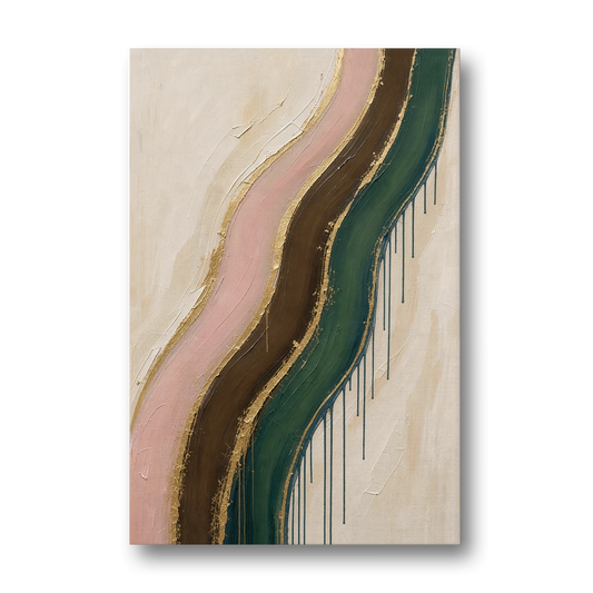 Oversized Textured Gilded Ribbon Drift - Canvas Wall Art - Front