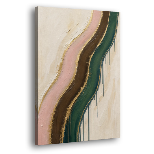 Oversized Textured Gilded Ribbon Drift - Canvas Wall Art - Side