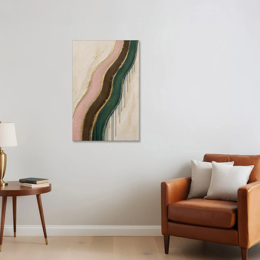 Oversized Textured Gilded Ribbon Drift - Canvas Wall Art - Sofa - 24x36