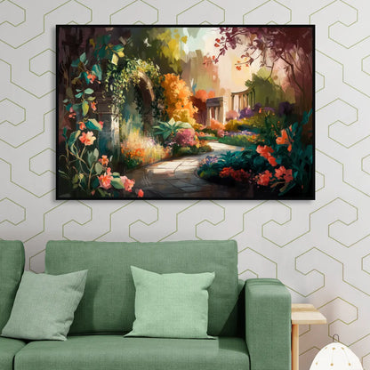 Oxford Botanical Gardens Living Room - Black Canvas Wall Art