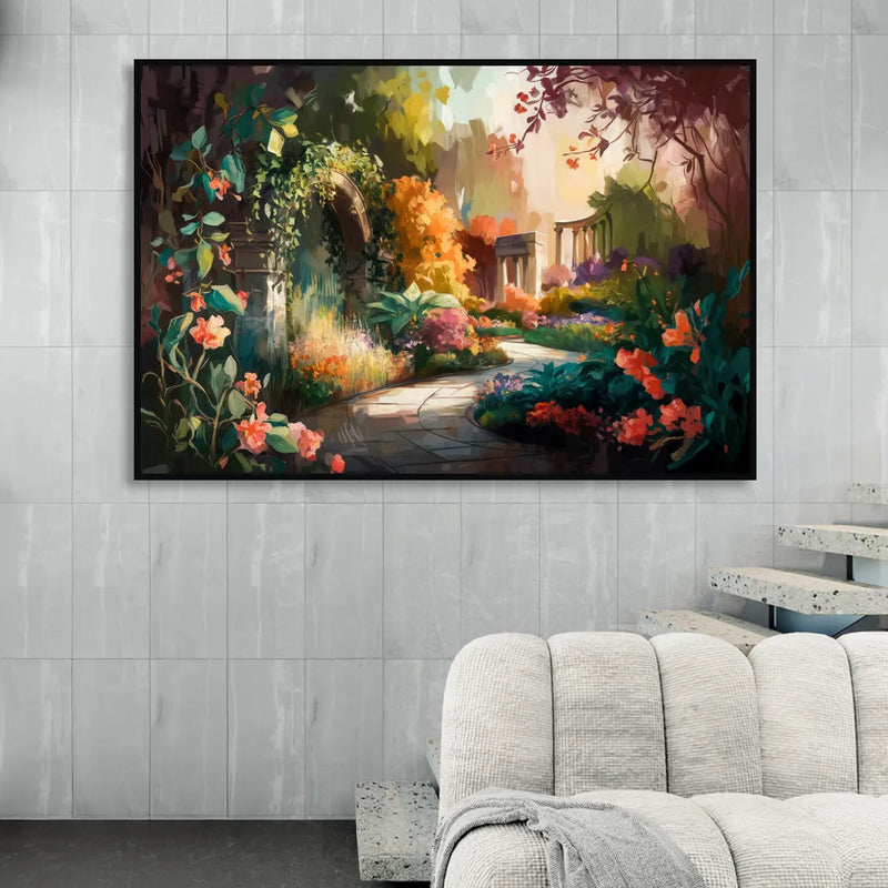 Oxford Botanical Gardens Sitting Room - Black Canvas Wall Art